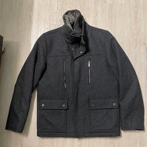 Michel Kors Men's Wool-blend Fur Collar Insulated Grey Jacket - Size M